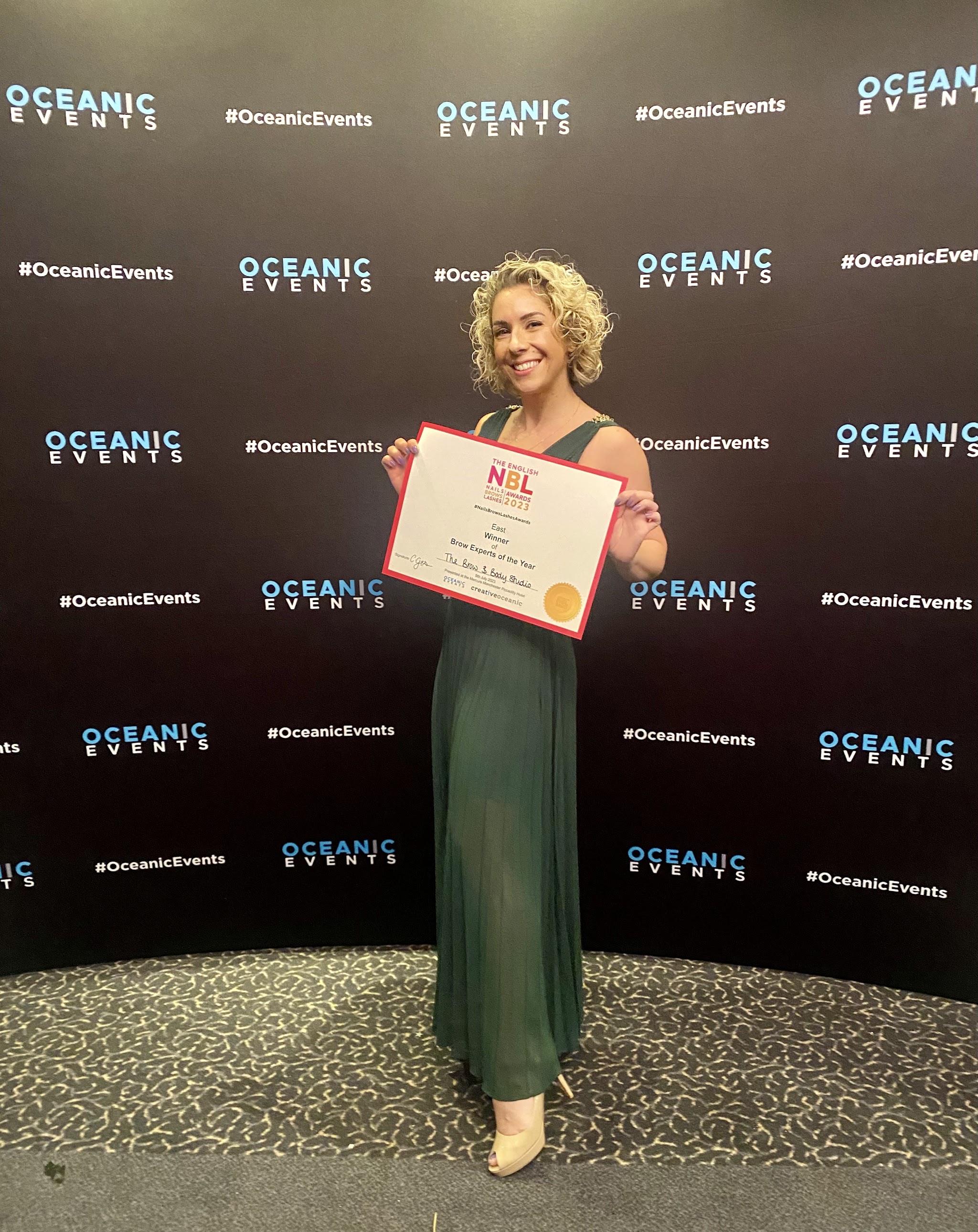 Helen at the NBL Awards evening with her certificate